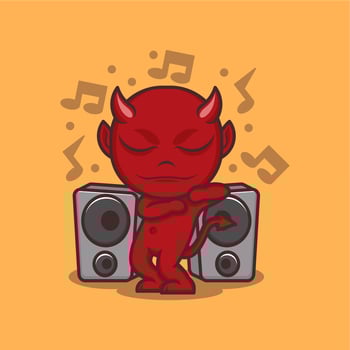 cute cartoon devil dancing vector