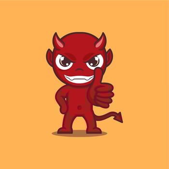cute cartoon devil giving a like sign vector