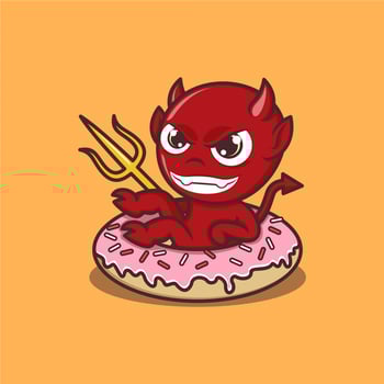 cute cartoon devil with donut vector