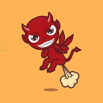 cute cartoon devil farting vector
