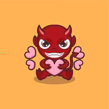 cute cartoon devil with love vector