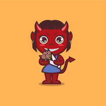 cute cartoon female devil vector