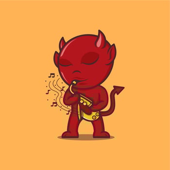 cute cartoon devil with saxophone vector