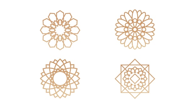 Four islamic shapes ornaments isolated on white background. vector