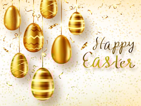Golden eggs realistic vector, Easter sale banner vector