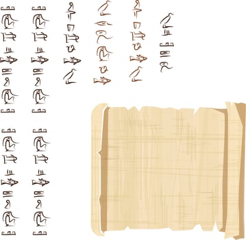 Ancient Egypt papyrus scroll with wooden rod vector