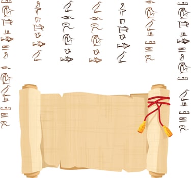 Ancient Egypt papyrus scroll with wooden rod vector