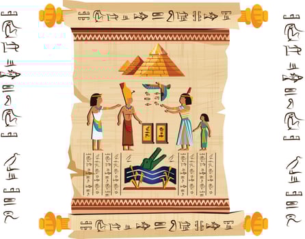 Ancient Egypt papyrus scroll cartoon vector
