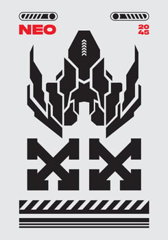 Hype Futuristic interface border cyberpunk element banner frame illustration vector t shirt design clip art