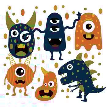 vector hand drawn cute monster doodle vector