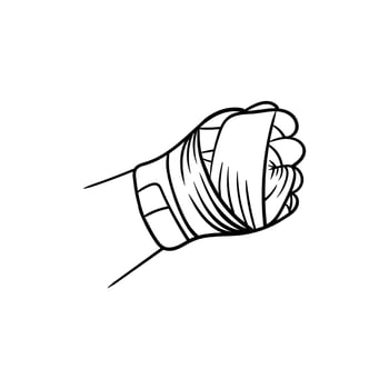 Punch hand bandage line art illustration design vector