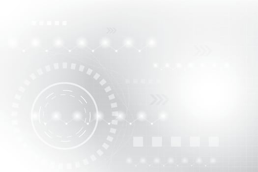 Abstract white and gray geometric technology background with gear, line and arrow shape. Vector illustration.