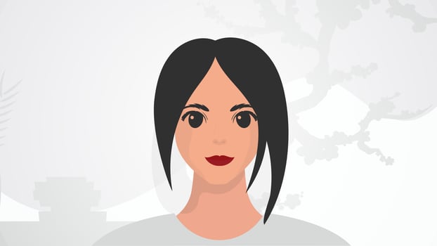 Banner with a woman close-up. Strong girl on, front view. illustration. vector