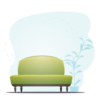 Empty sofa and houseplant. Background with space for your character. flat illustration. vector