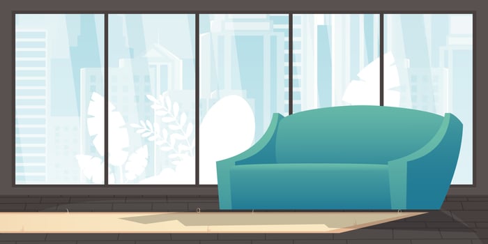 Room With a large panoramic window for your scenes. illustration in a flat style. vector