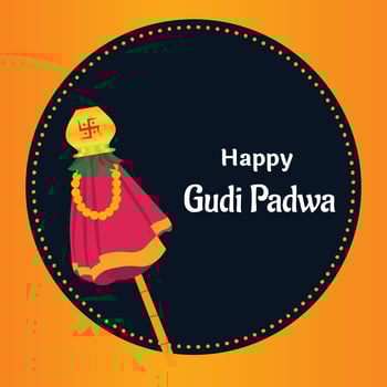 Happy Gudi Padwa Maharashtra New Year Festival Vector Illustration