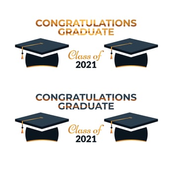Education illustration, flat cartoon graduation hat vector