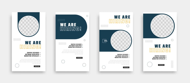 We are hiring job vacancy social media post banner design template with yellow color. We are hiring job vacancy square web banner design vector