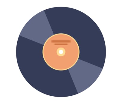 Vinyl LP record icon. Vintage gramophone disc. Old musical disc. Music concept. Vector flat illustration