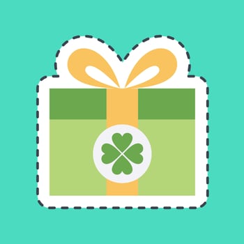 Sticker line cut st patricks gift box. St. Patrick's Day celebration elements. Good for prints, posters, logo, party decoration, greeting card, etc. vector
