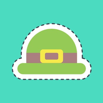 Sticker line cut leprechaun hat. St. Patrick's Day celebration elements. Good for prints, posters, logo, party decoration, greeting card, etc. vector