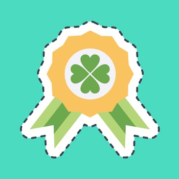 Sticker line cut clover badge. St. Patrick's Day celebration elements. Good for prints, posters, logo, party decoration, greeting card, etc. vector