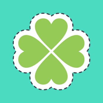 Sticker line cut four leaf clover. St. Patrick's Day celebration elements. Good for prints, posters, logo, party decoration, greeting card, etc. vector