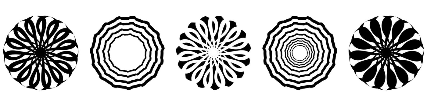 Icon set of Spiral and rotation circle design elements. Flat vector illustration