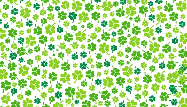 Happy St.Patrick's Day Pattern background with shamrock clover leaf. saint patrick's day festival background. Clover shamrock leaf pattern  vector for Saint Patrick's Day 17 march event celebration.