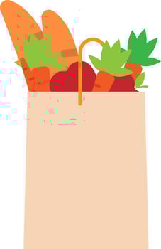 Paper bag full of food. Grocery delivery concept. Modern flat design concepts for web banners, web sites, printed materials, infographics. Colorful vector illustration.