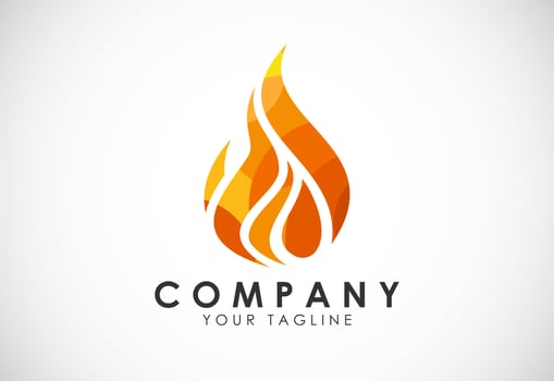 Polygonal Fire Flame Logo. Colorful Low Poly Flame Logo. Low Poly Abstract Geometric Design. Vector Illustration