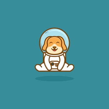 Cute Astronout Dog Logo Design vector