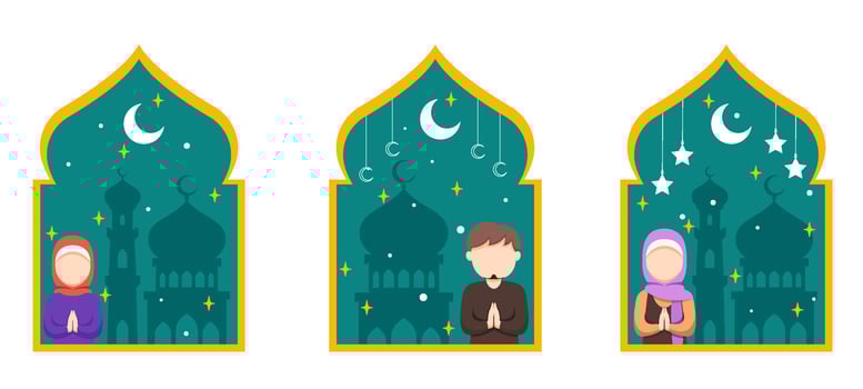 Ramadan Scene Bundle Flat Design vector