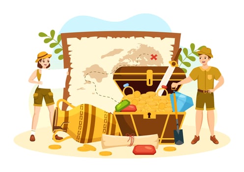 Archeology Illustration with Archaeological Excavation of ancient Ruins, Artifacts and Dinosaurs Fossil in Flat Cartoon Hand Drawn Templates vector