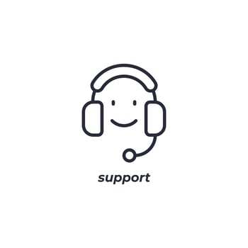 Vector sign support symbol is isolated on a white background. icon color editable.