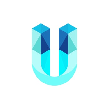Geometric letter u block colorful creative design vector