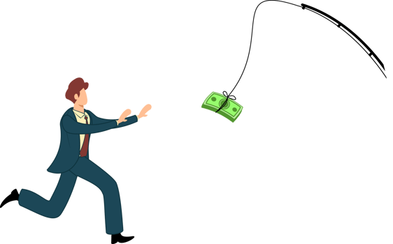 illustration of businessman chasing money trap. Businessmen chasing money png