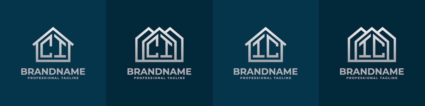 Letter CI and IC Home Logo Set. Suitable for any business related to house, real estate, construction, interior with CI or IC initials. vector