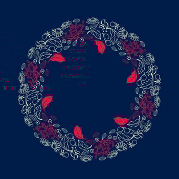 Wreath of flowers and herbs for herbal tea. Vector illustration.