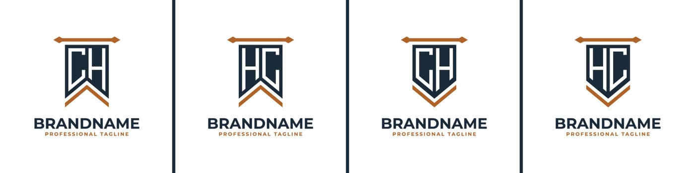 Letter CH and HC Pennant Flag Logo Set, Represent Victory. Suitable for any business with CH or HC initials. vector