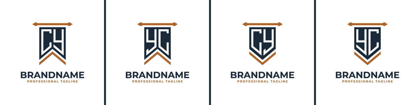 Letter CY and YC Pennant Flag Logo Set, Represent Victory. Suitable for any business with CY or YC initials. vector