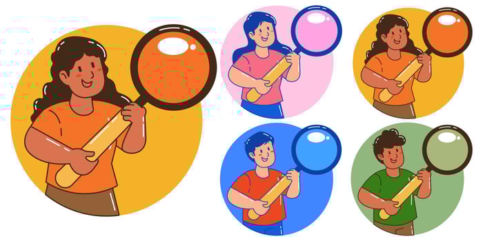 person carrying a magnifying glass to find something vector