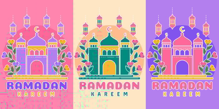 Ramadan Kareem with mosque symbol vector