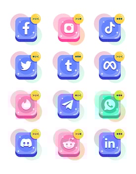Colorful Social Media Apps Logo and Icon Set vector
