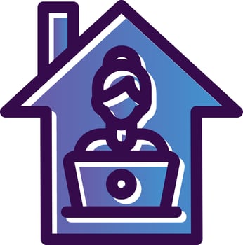 Women Working at Home Vector Icon Design