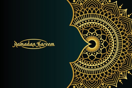 Ramadan Kareem in luxury style with golden mandala on dark background for Ramadan Mubarak. ramadan style, ramadan kareem. background vector illustration.