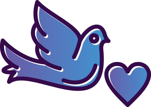 Dove with Heart Vector Icon Design