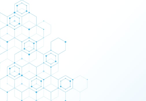 Abstract hexagonal molecular structures in technology background and science style. Medical design. Vector illustration