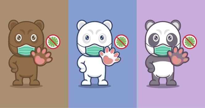 cute cartoon polar bear and panda vector