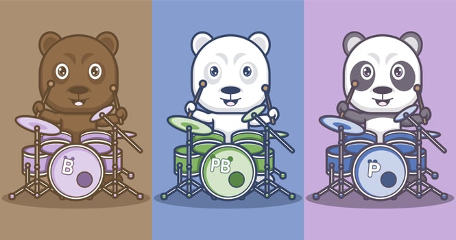 cute cartoon polar bear and panda vector